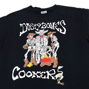Skeleton BBQ Cookers T-Shirt Men's Medium Short Sleeve Crew Neck Graphic‎ Black